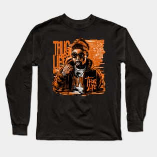 Bold Thug Life Design Featuring Black Man Long Sleeve T-Shirt